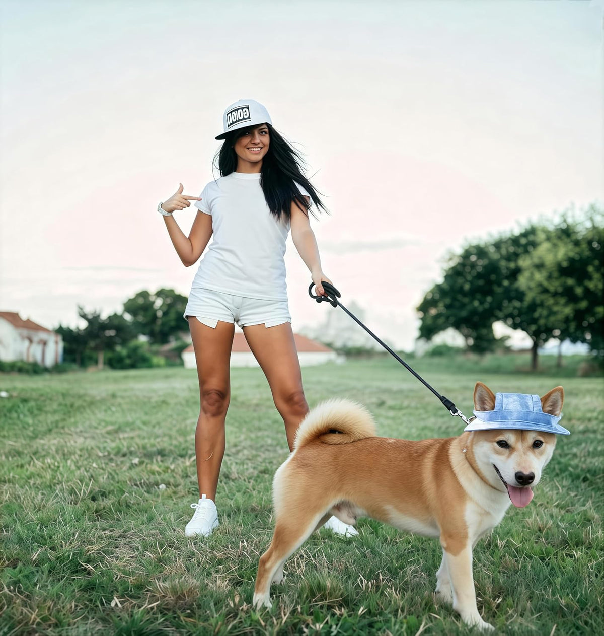 Maigllra pet sun hat showing ear hole placement