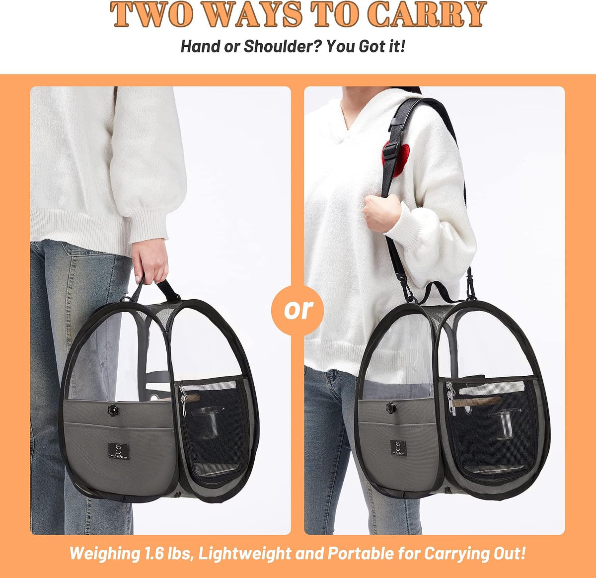 A4Pet soft-sided travel cage packed for outdoor use