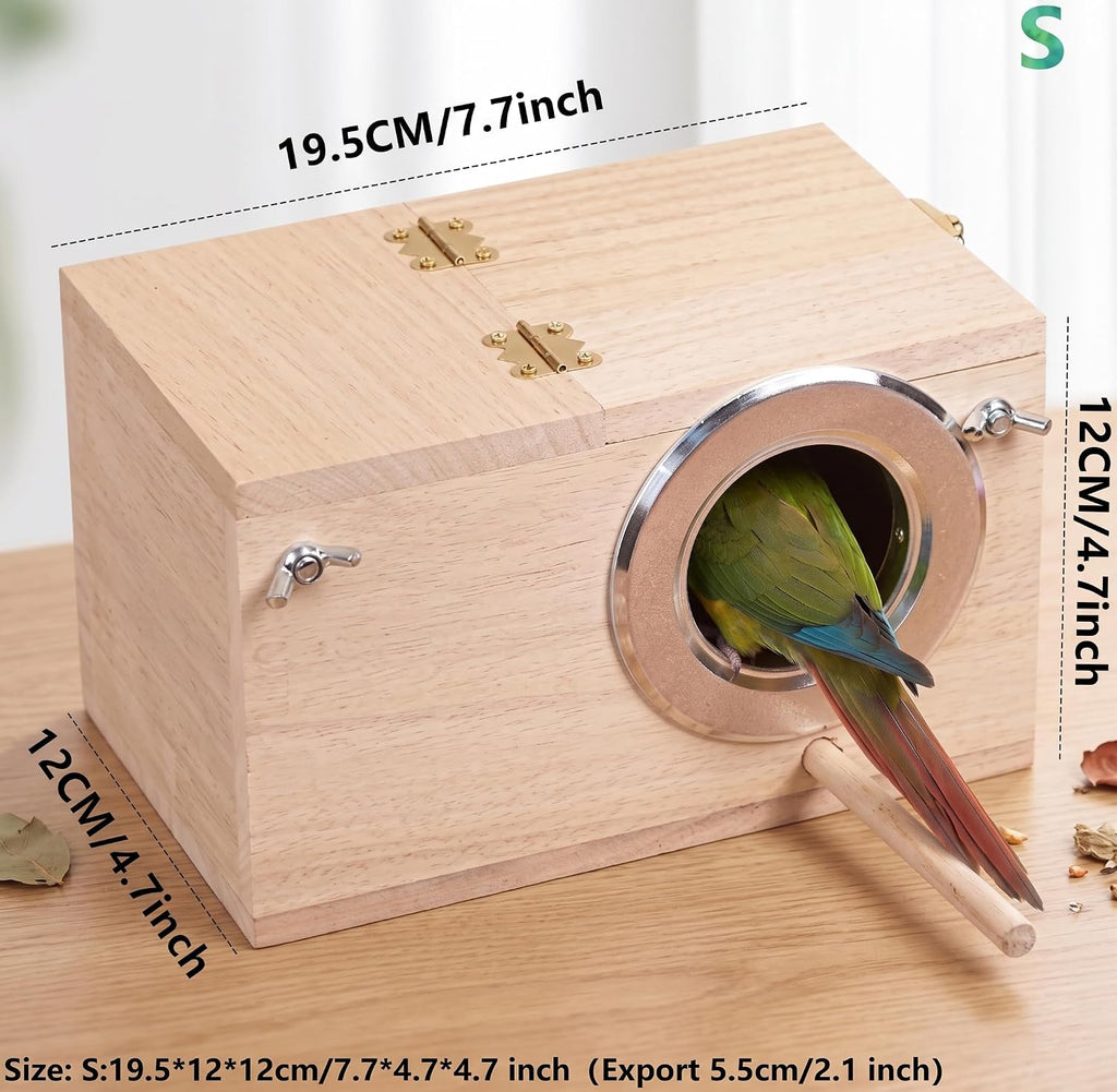 YJJKJ Wood Parakeet Nest Box with Natural Nesting Pads, Breeding Bird Cage House for Lovebirds Cockatiel Parrotlets Budgerigar Small Parrot - Image 6