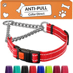 CollarDirect Martingale Dog Collar Heavy Duty Nylon Slip Collars for Small Medium Large Dogs [Stainless Steel Chain and Quick Release Buckle, Reflective, Pink, L, 17"-22"] - Image 12
