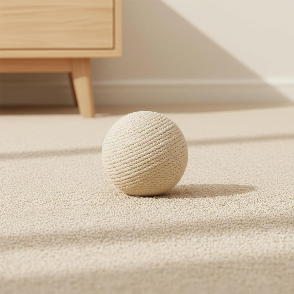 White sisal cat ball for claw sharpening