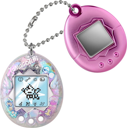Tamagotchi Original Celebration Reflection digital pet front view showing pink holographic shell
