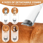 FIXR sixty-five decibel low noise dog vacuum kit showing long flexible hose attachment