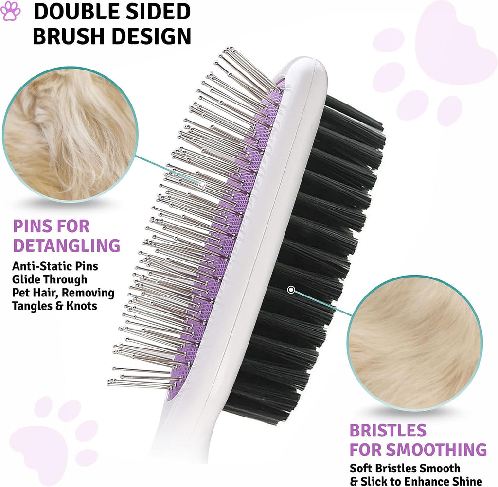 Poodlie pet grooming brush soft nylon bristle side for coat smoothing
