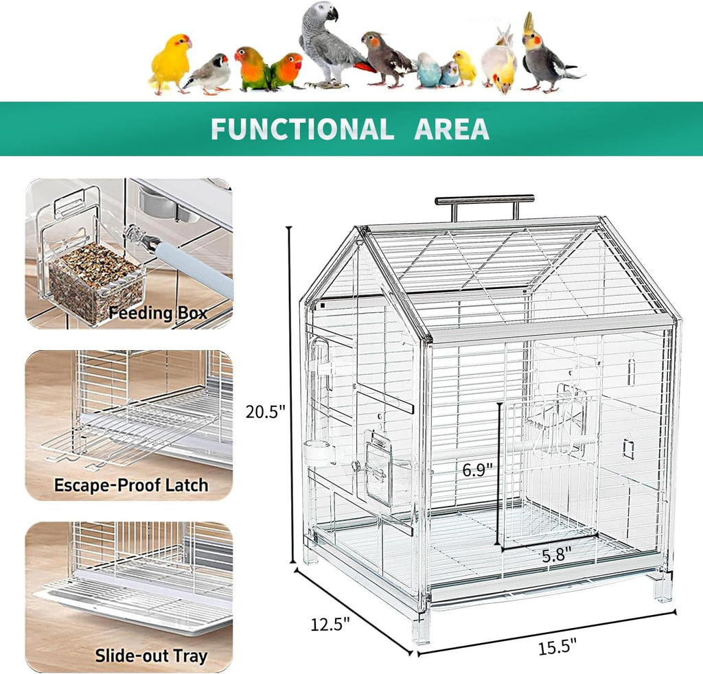 20.5 Inch Small Travel Bird Cage for Cockatiel Parakeets - Image 2