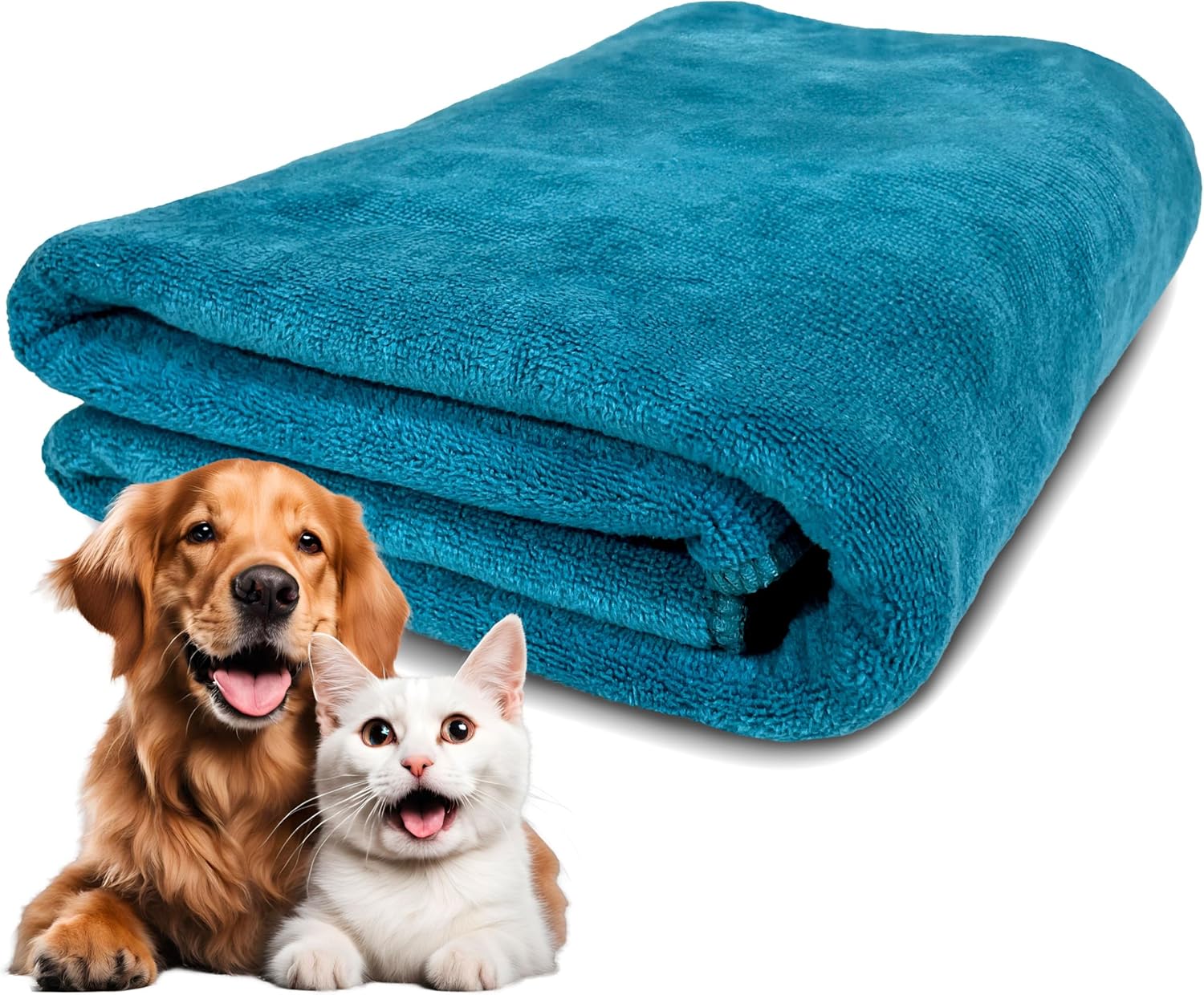 Extra large quick drying purple pet towel being used for a domestic cat grooming session.