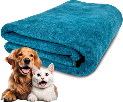 Extra large quick drying purple pet towel being used for a domestic cat grooming session.