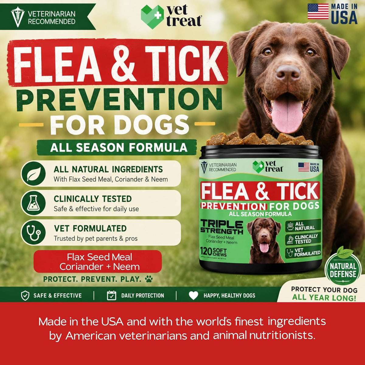 Vet Treat chicken flavored flea treatment soft chews close up view