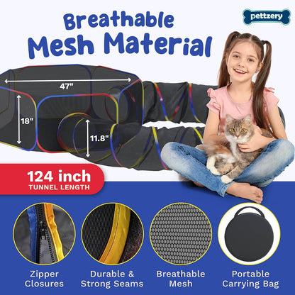 Pettzery cat run enclosure packed inside its compact carry bag