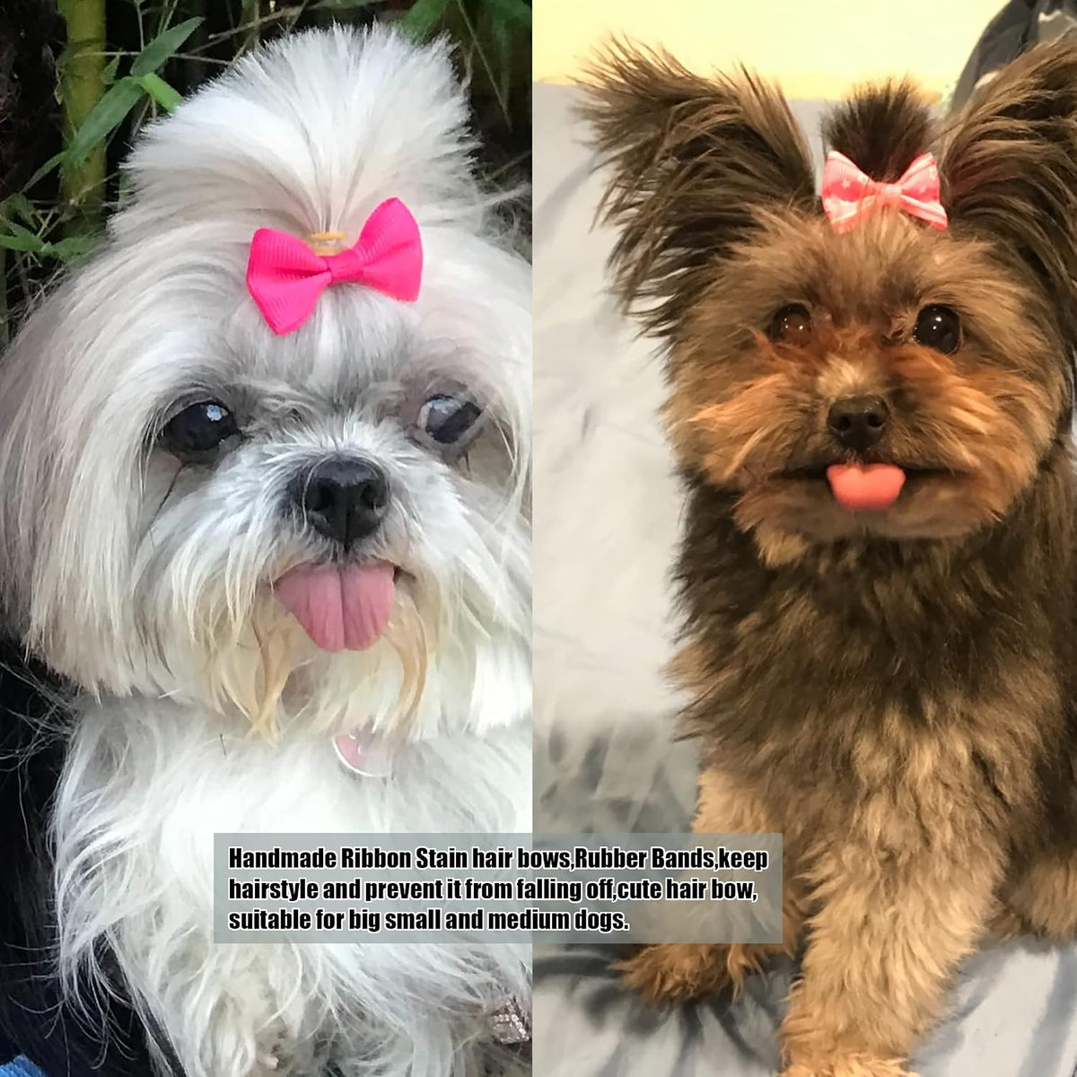Handmade satin ribbon bows for small dogs, cats, and puppies.