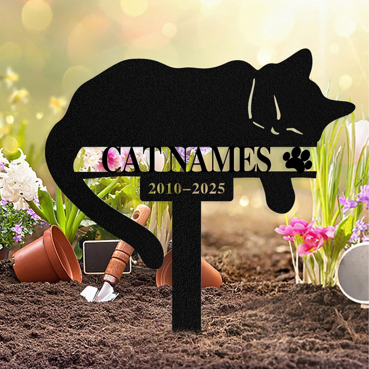 Custom Sleeping Cat Grave Marker Outdoor, Personalized Metal Cat Memorial Grave Stake with Name and Date, Outdoor Waterrproof Cats Memorial Plaque - Image 9