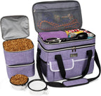 BAGLHER Dog Travel Bag for Supplies - Double-Layer Airline Approved Weekend Pet Travel Organizer Set for Dog and Cat Tote with 2 Pet Food Containers and 2 Collapsible Silicone Bowls Green - Image 14
