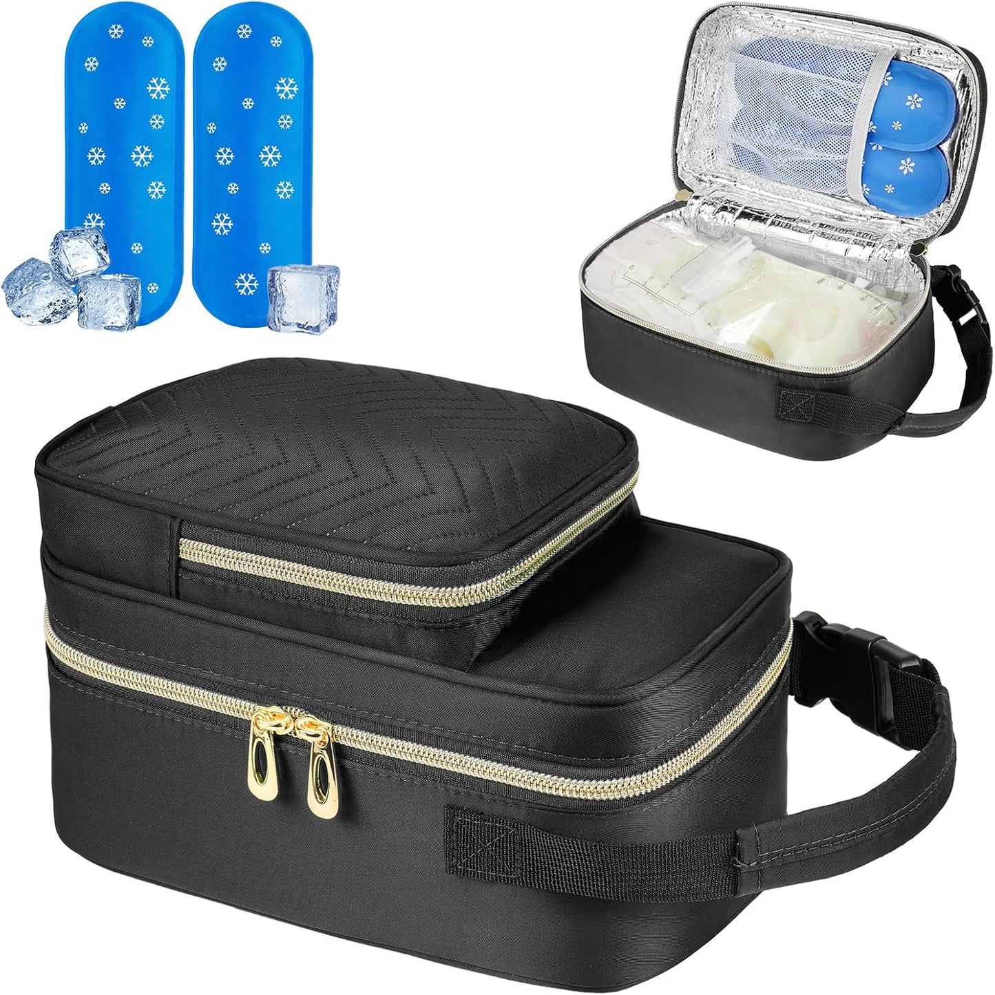 Ziozertt breastmilk cooler travel bag front view black