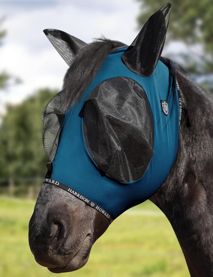 Harrison Howard Horse Fly Mask with Forelock Opening Stretch Breathable and Comfortable for Horses UV -Protection Turquoise Green M - Image 15