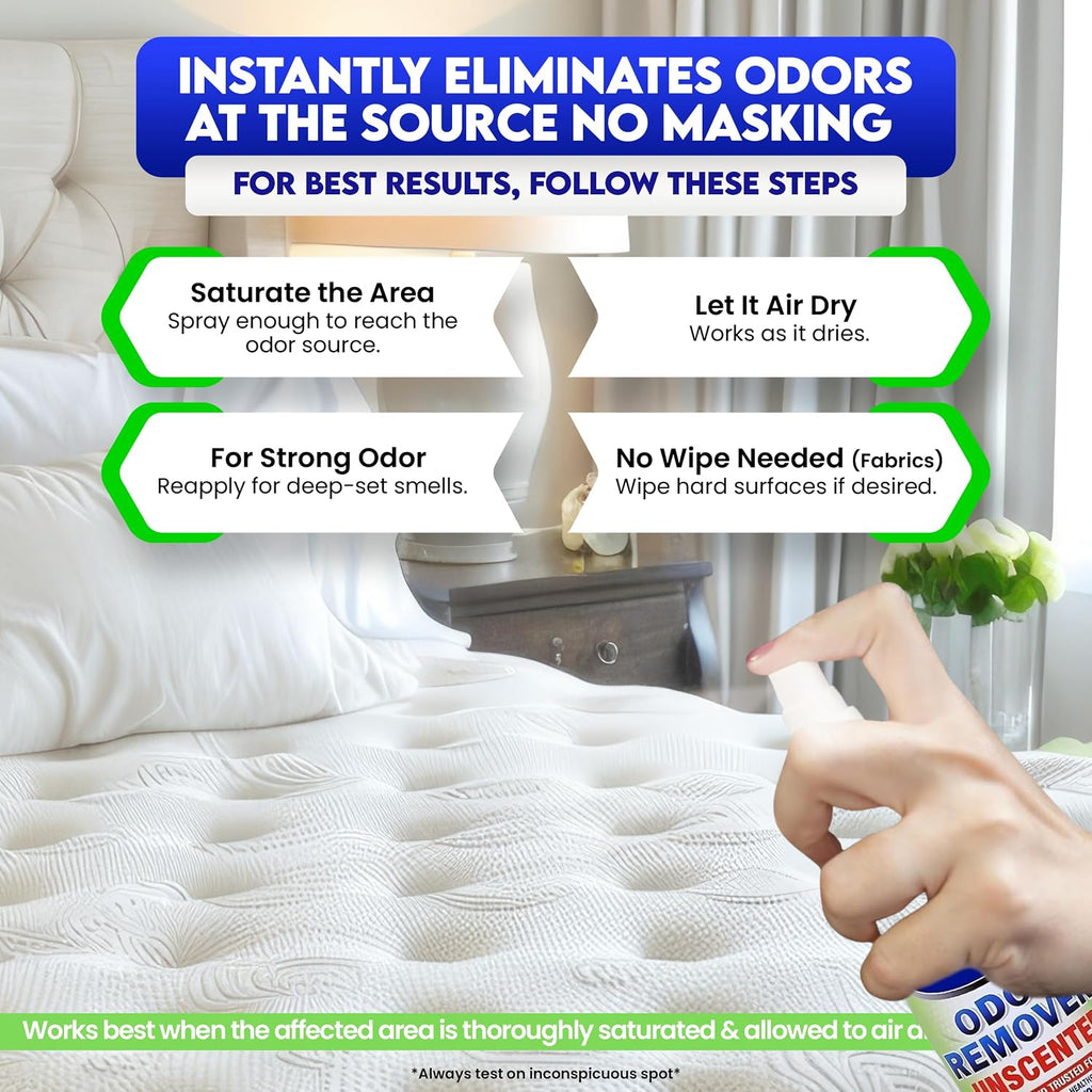 Non toxic home odor elimination spray for bathrooms and trash cans