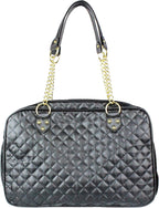 Parisian Pet dog carrier black quilted texture close up