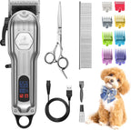 Gooad professional dog grooming kit front view showing silver cordless clipper tool