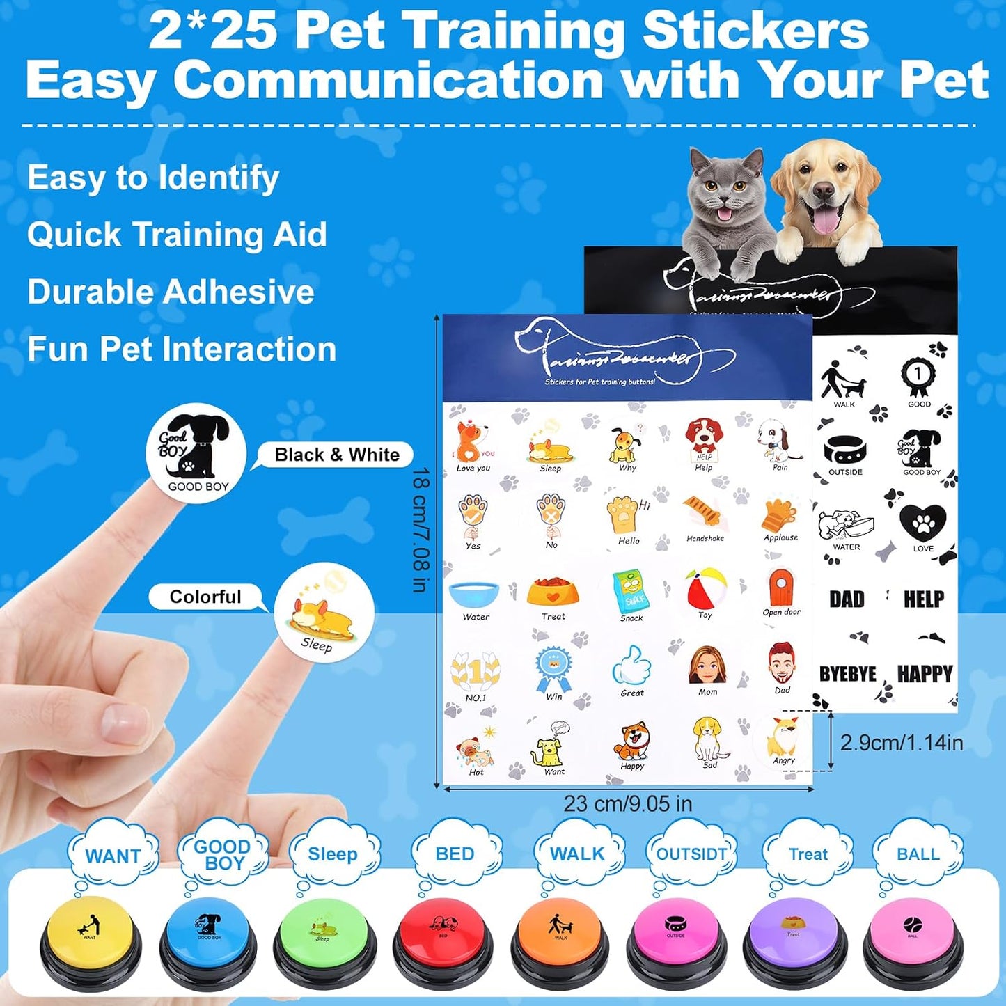 Underneath view of dog communication buzzer highlighting the simple audio recording button