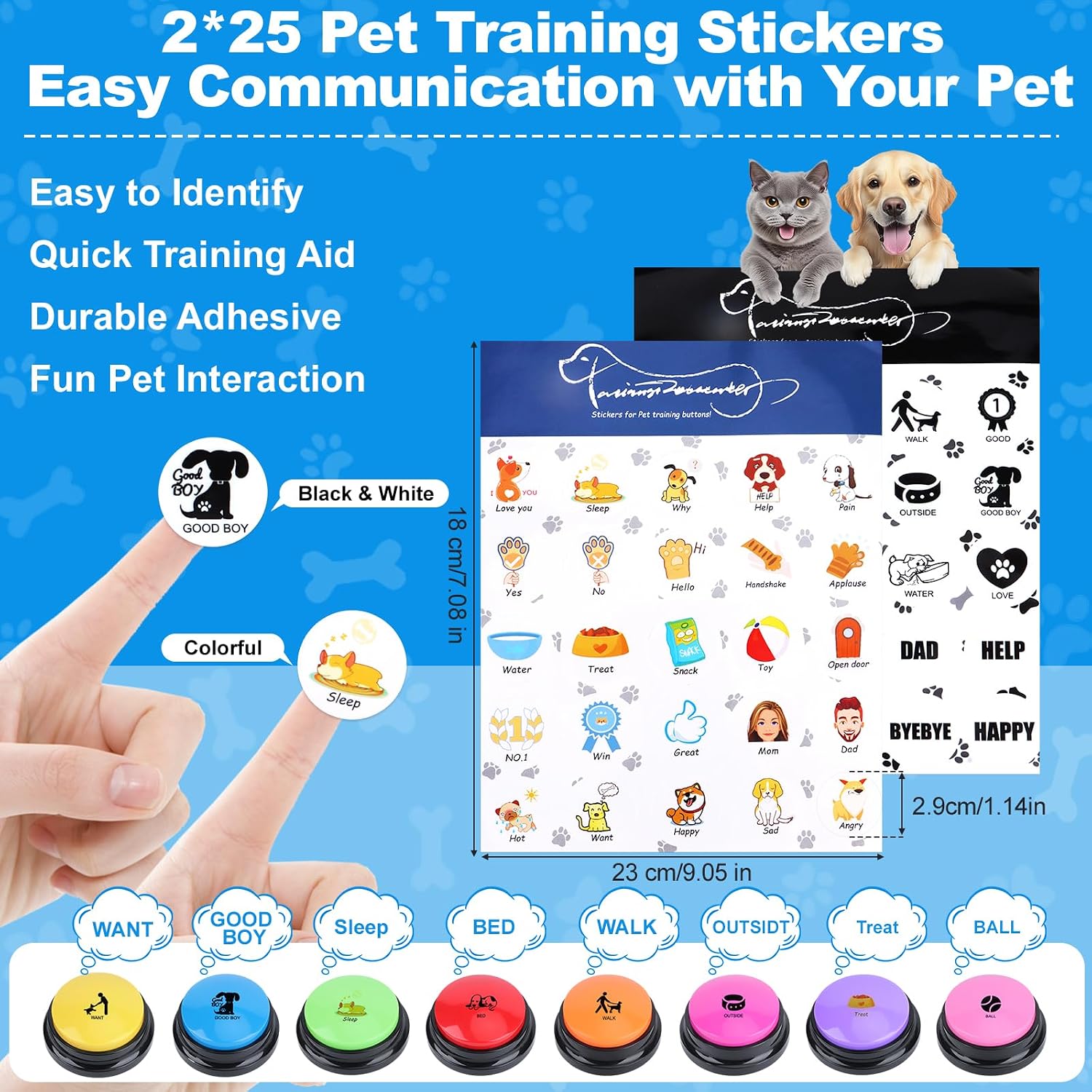 Underneath view of dog communication buzzer highlighting the simple audio recording button