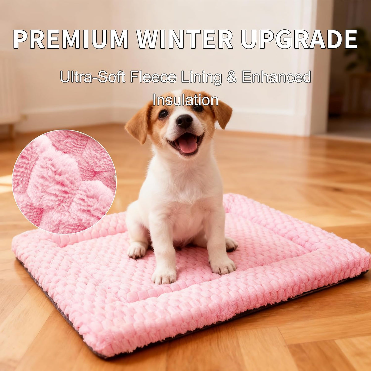Sunshe durable dog kennel pad pink layout on a living room floor