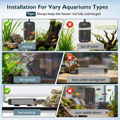 Hygger aquarium heater installed in 25 gallon fish tank