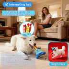 Blue plush birthday hat for dogs and cats with five candles