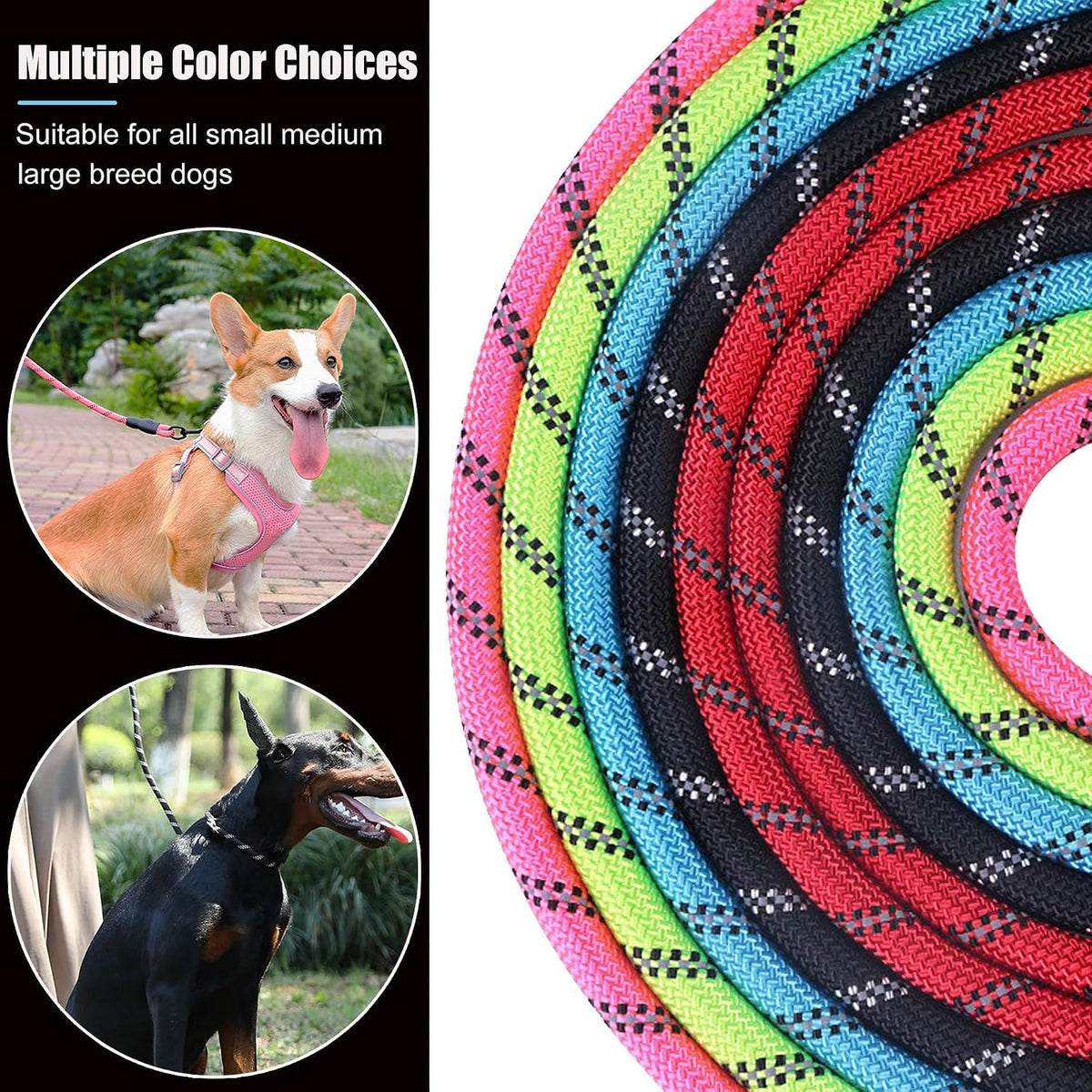 Anti slip padded grip handle preventing dog rope burn