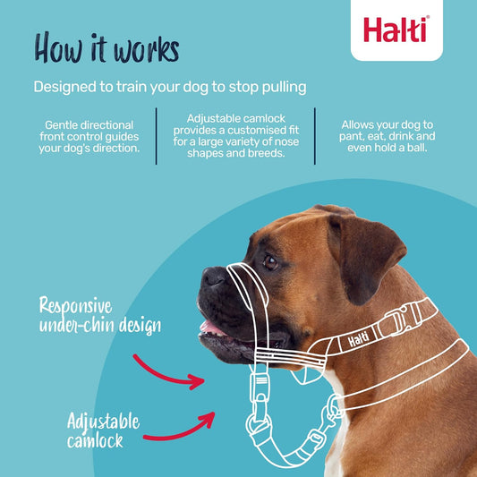 Black Halti Optifit Headcollar size medium with adjustable padded nose band for dogs