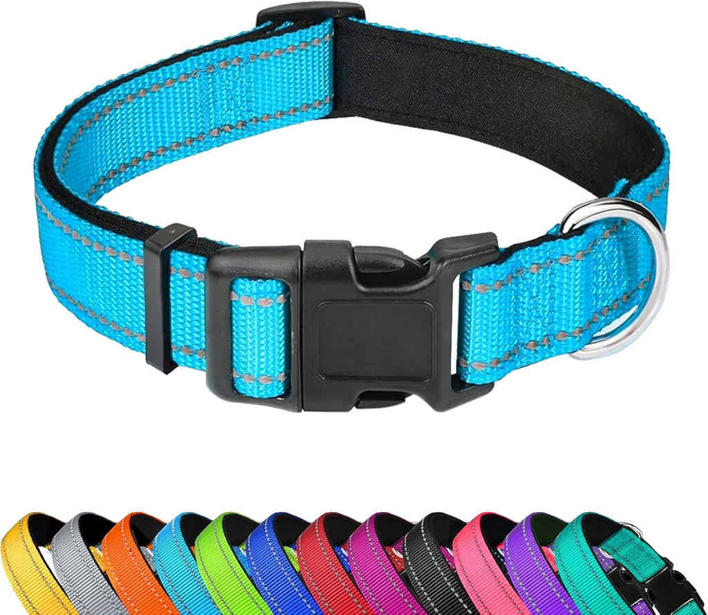 Reflective Dog Collar, Adjustable Soft Neoprene Padded Nylon Pet Collars with Buckle for Medium Dogs, Teal,M - Image 15