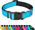 Reflective Dog Collar, Adjustable Soft Neoprene Padded Nylon Pet Collars with Buckle for Medium Dogs, Teal,M - Image 15