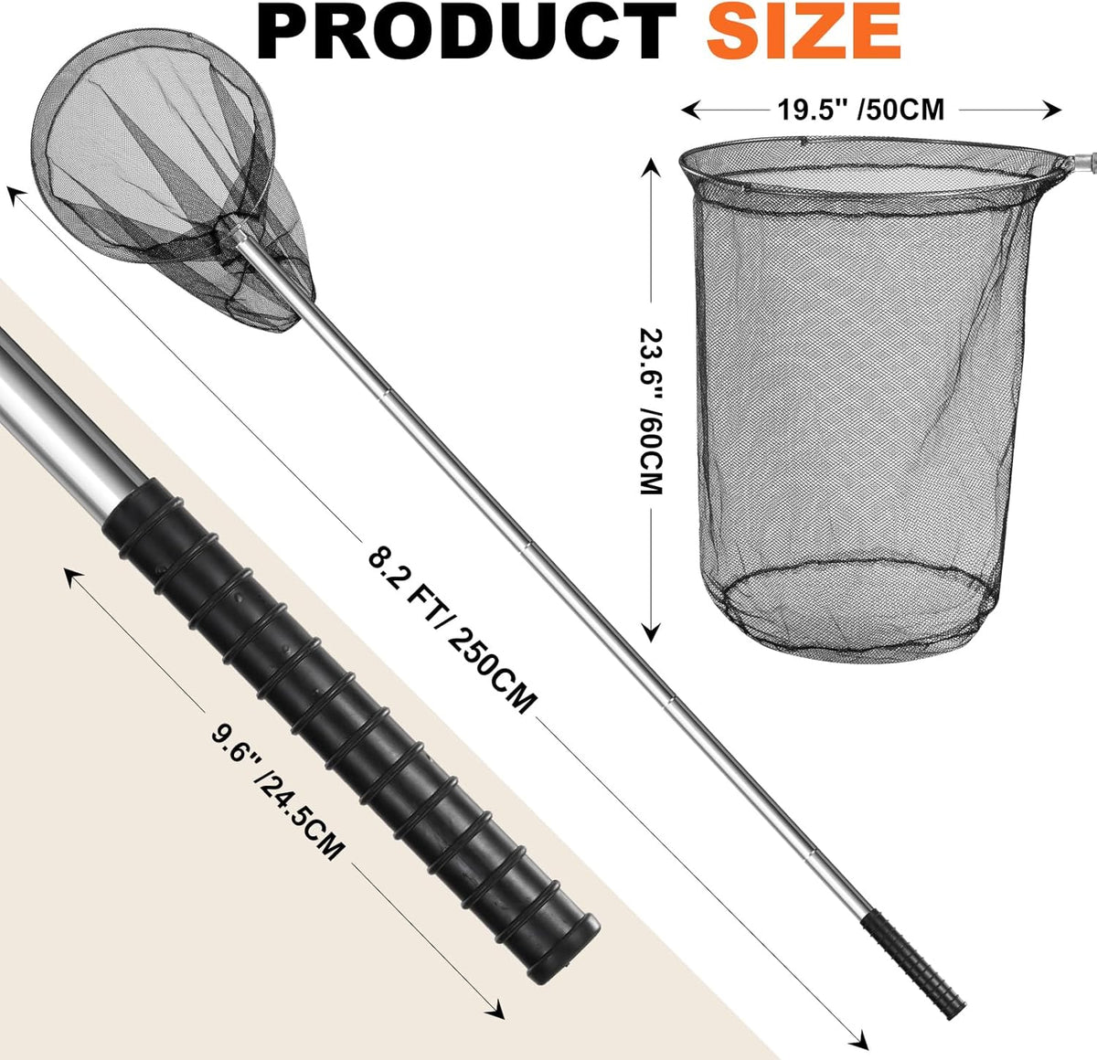 Close up of Uross animal catch net mesh and hoop