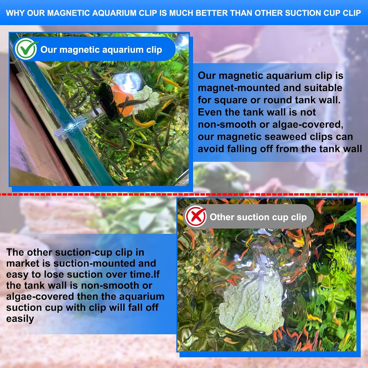 Close up view of the anti slip crossbar design on the NestBasics magnetic seaweed fish feeding clip