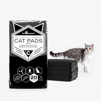 Peritas Paw Inspired Activated Carbon Cat Pads front view showing 20 count packaging
