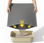 Kaxionage cat litter mat front view showing grey honeycomb surface.