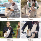 Front view of Wakytu dog sling for comfortable pet transport