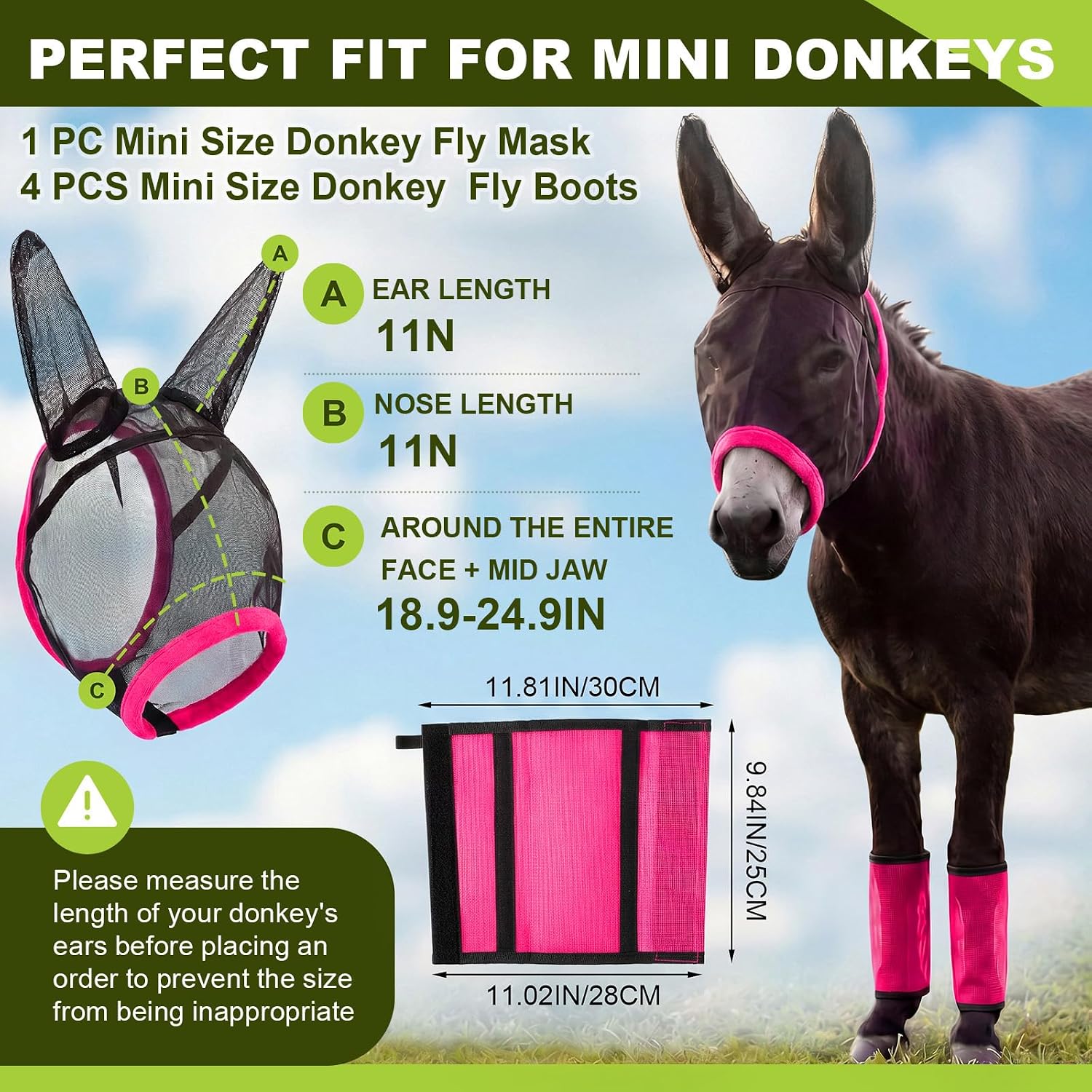 Yeyeplum four piece donkey fly boots mesh leg wraps in rose red