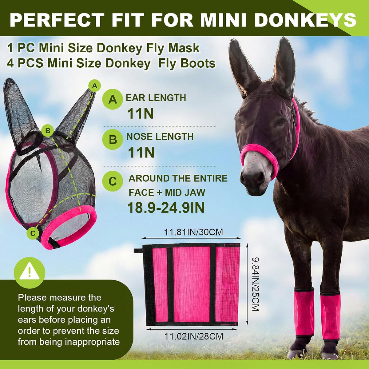 Yeyeplum four piece donkey fly boots mesh leg wraps in rose red