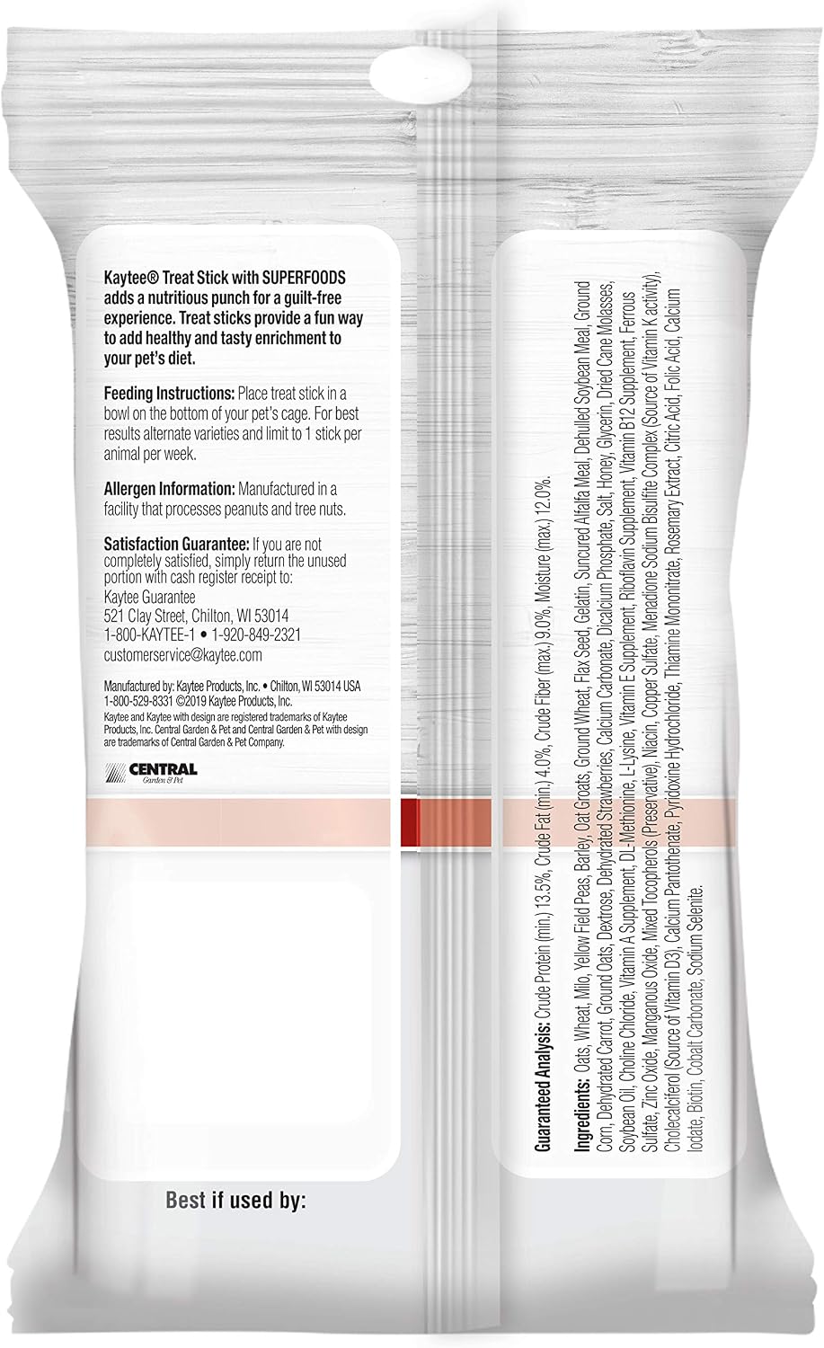 Kaytee small animal vitamin c enriched strawberry treat stick inside cage