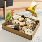 LOPERDEVE parrot chewing toy showing organic sola and rattan balls
