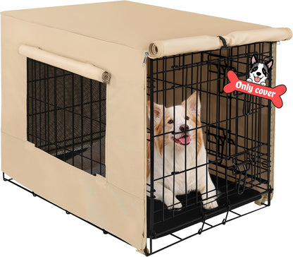 Akinerri forty-two inch kennel cover with front door panel rolled up revealing the interior.
