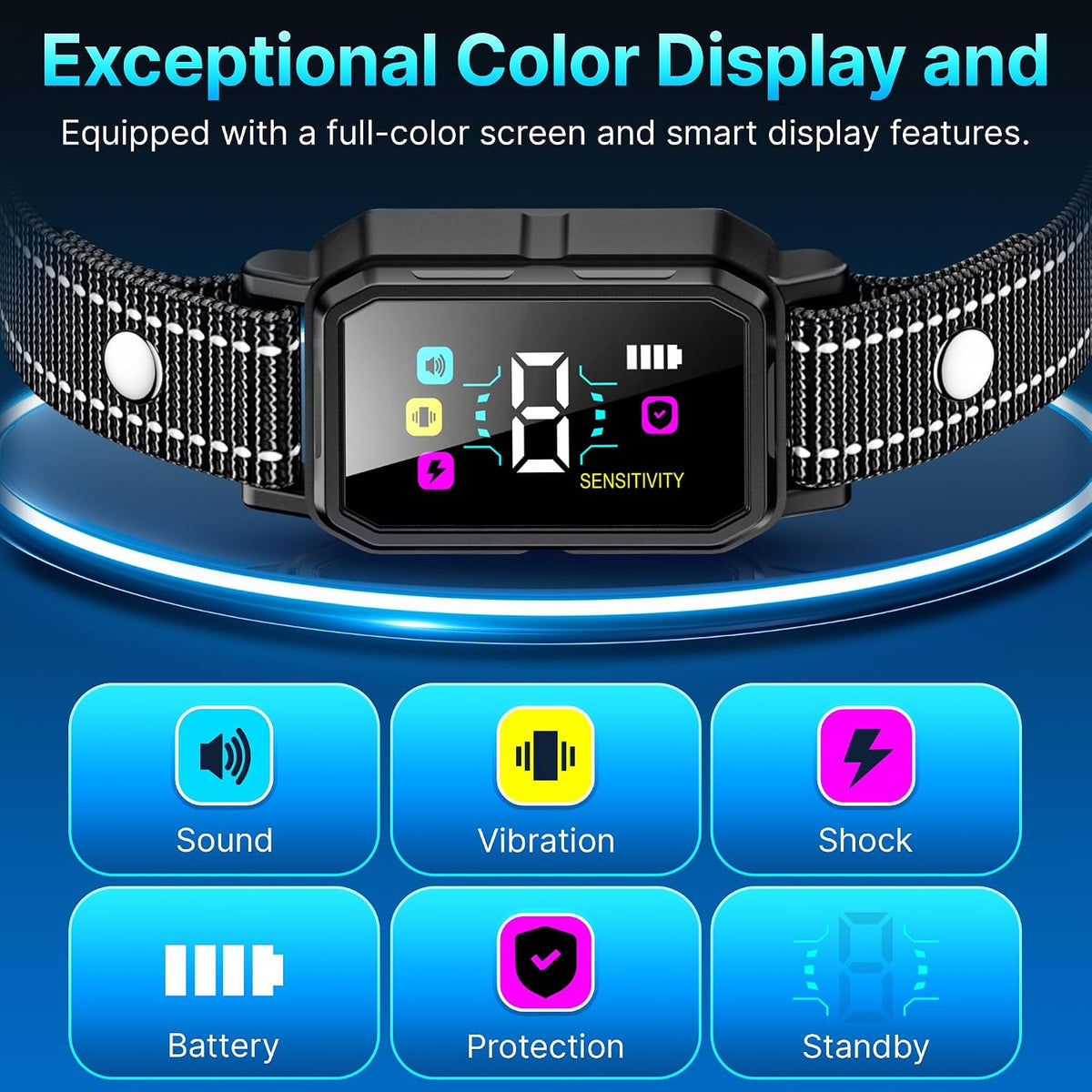DcvPlan anti-bark device showing sensitivity adjustment buttons