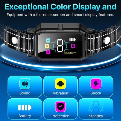 DcvPlan anti-bark device showing sensitivity adjustment buttons