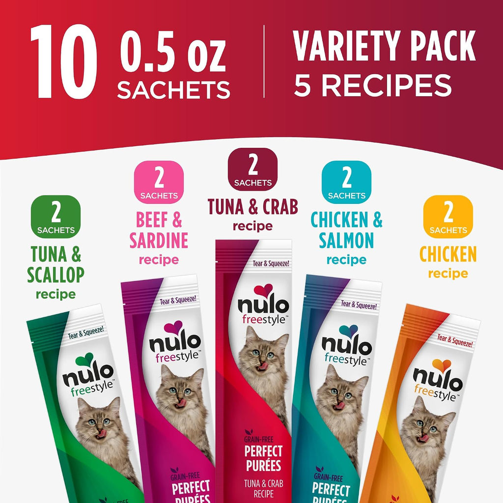 Variety pack of Nulo liquid cat treats