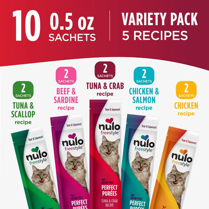 Variety pack of Nulo liquid cat treats