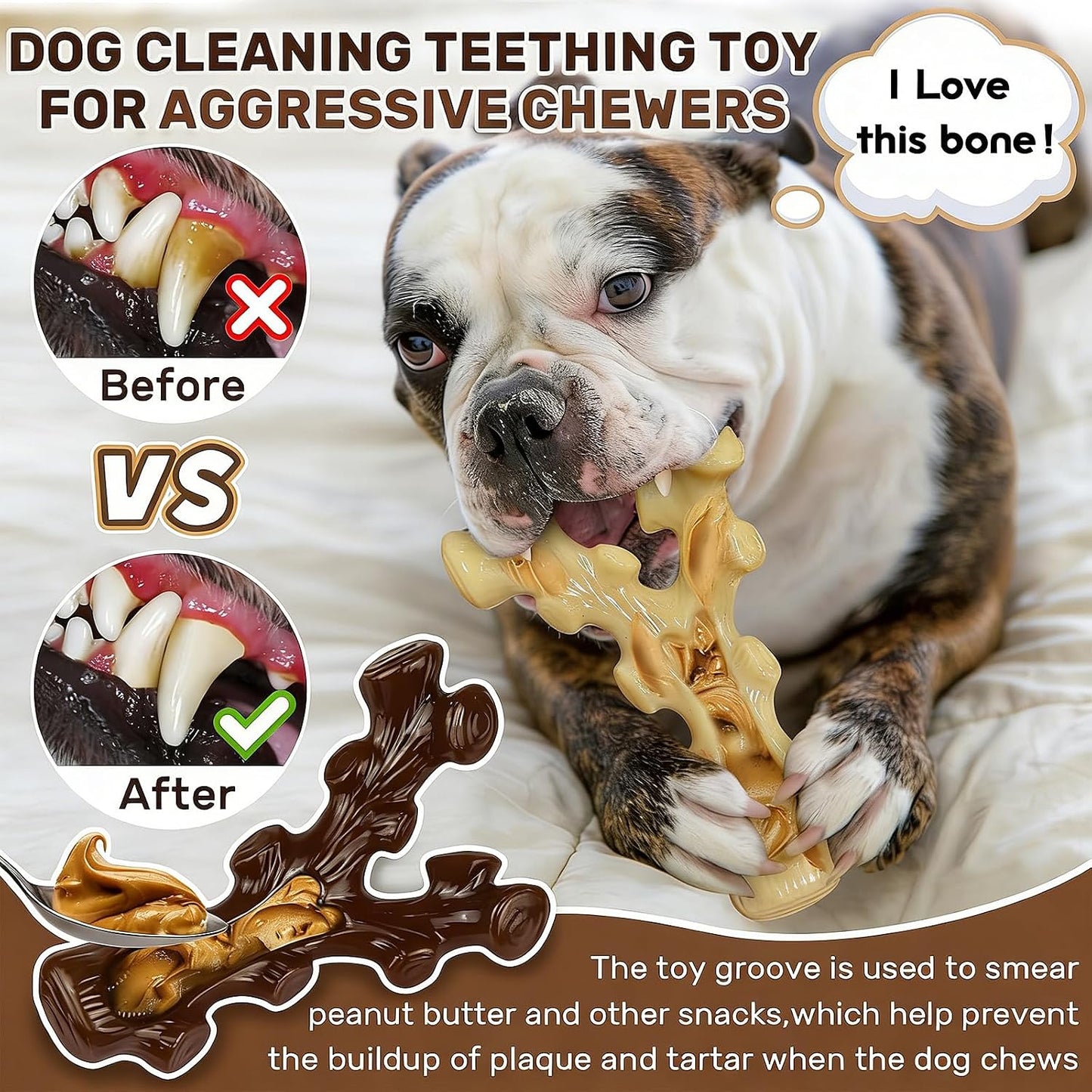 Sihrmiu heavy-duty dog bone for strong chewers side profile