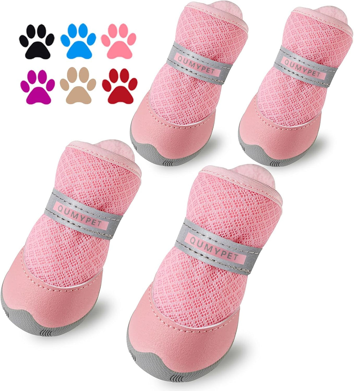 Qumy pink dog shoes for small dogs front view