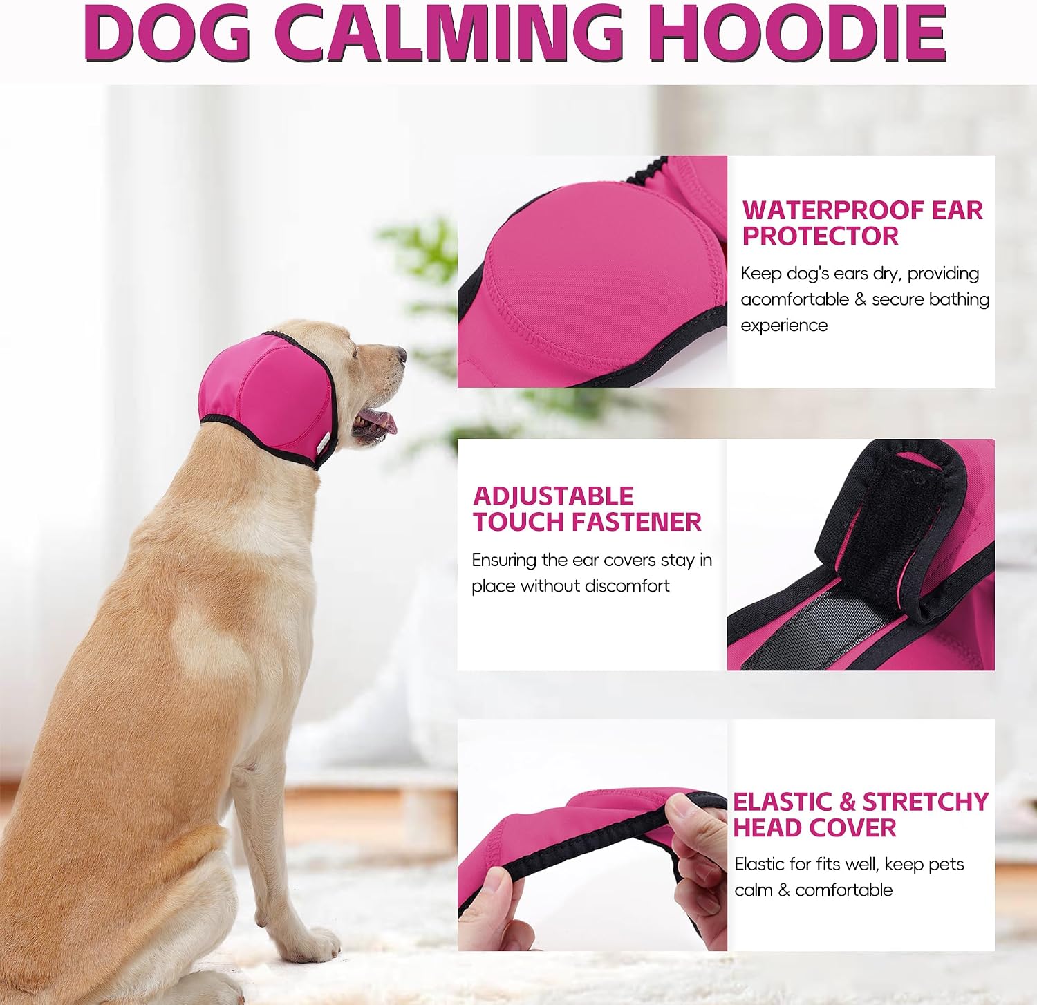 Waterproof dog ear muffs for noise protection during fireworks and thunder