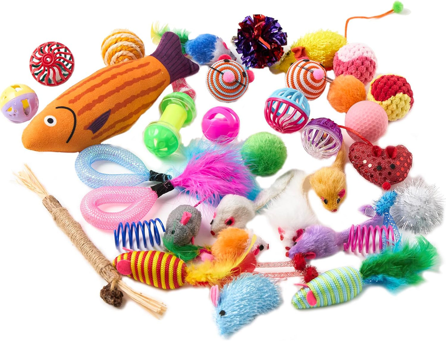 Fashion's Talk catnip infused plush mice and crinkle balls for indoor kittens.