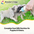 Breeder's Edge Foster Care GM powdered milk replacer tub highlighting immune and digestive support benefits