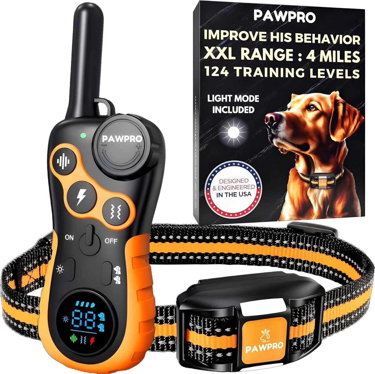 Pawpro dog training shock collar with remote and digital display